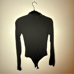 American Eagle Black Ribbed Mock Neck Long Sleeve Bodysuit Small S/P/CH